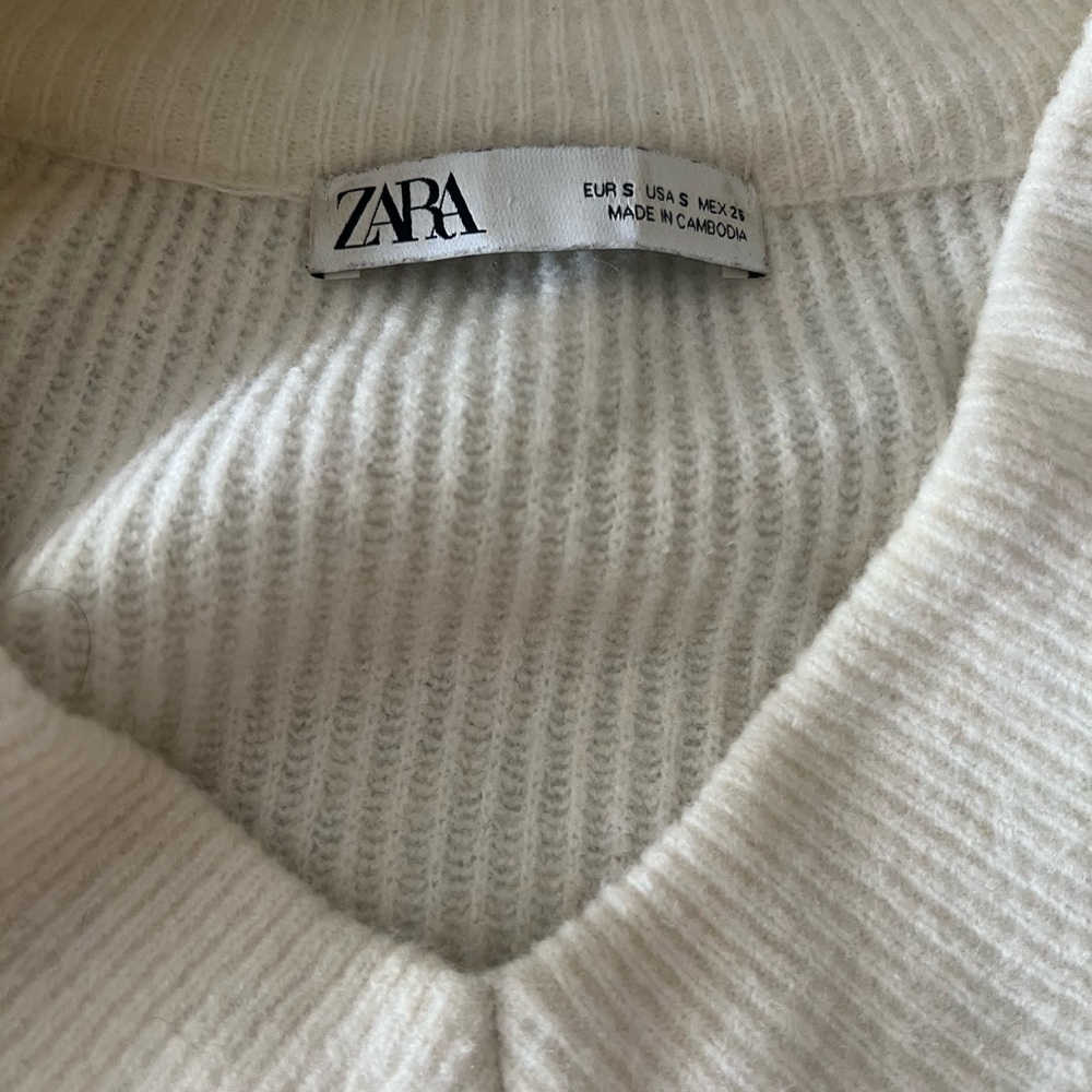 Zara Cream Knit V-Neck Top - Picture 5 of 7